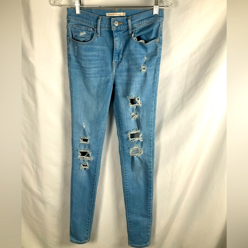 Levis 720 Women’s Size‎ 27 High Rise Super Skinny Jeans Blue Denim Stretch